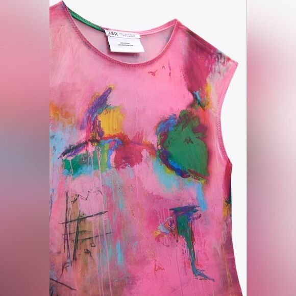 ZARA ©DAVID PHER PRINTED BODYSUIT PINK - Picture 8 of 8